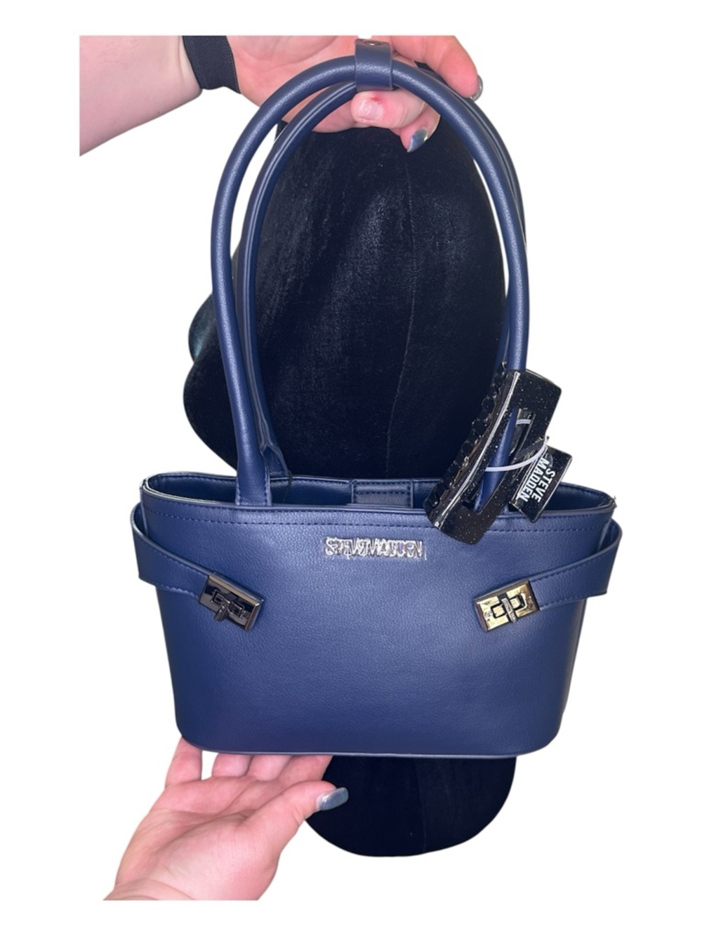 Steve Madden Navy Structured Top-Handle Mini Bag
